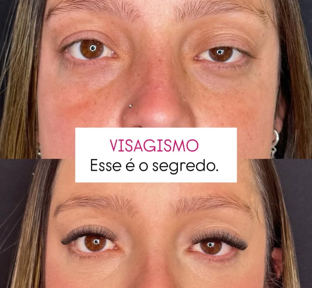 Lash designer aplicando visagismo na análise do olhar da cliente